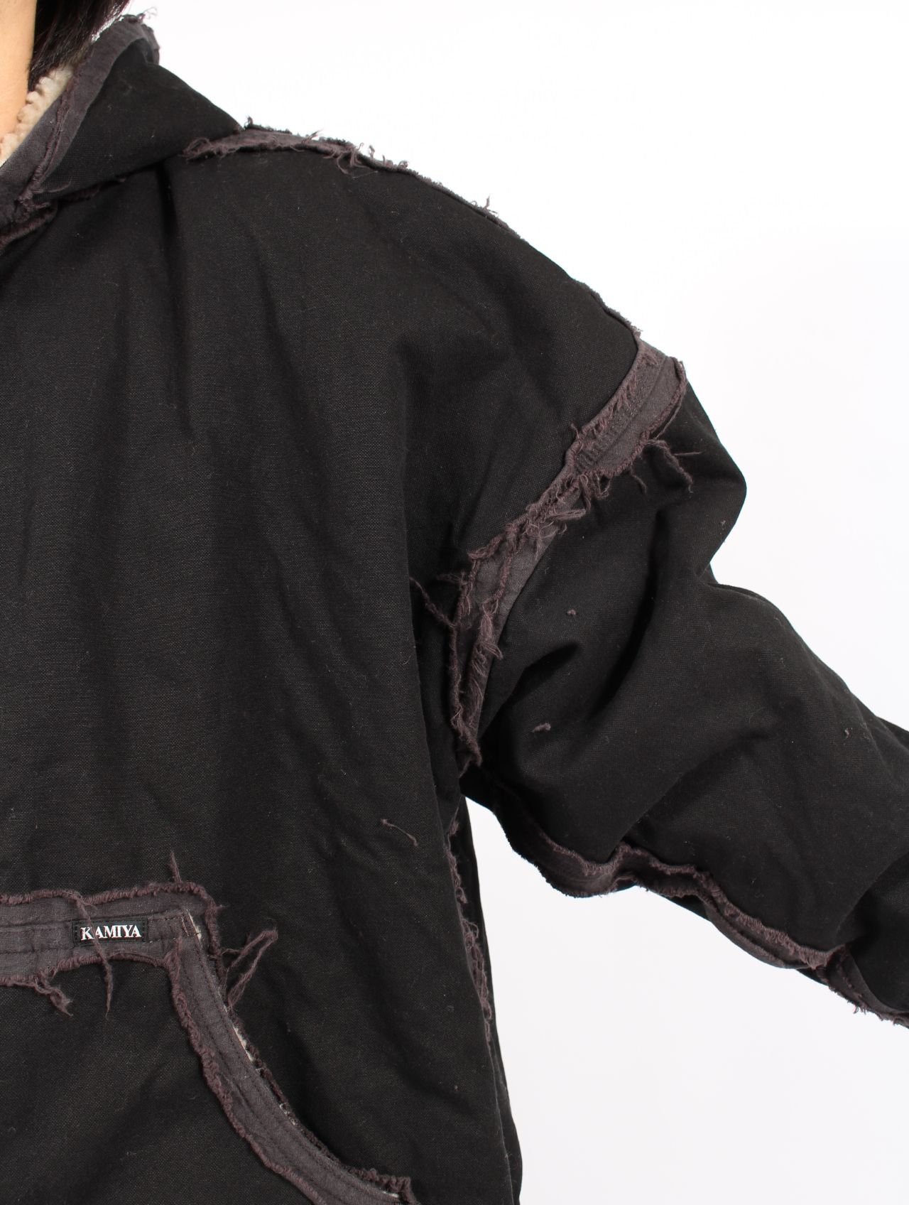 【25AW】ブラックミーンズ コラボレーション デコンストラクテッド ジップ パーカー / BLACKMEANS × KAMIYA DECONSTRUCTED ZIP PARKA / ブラック