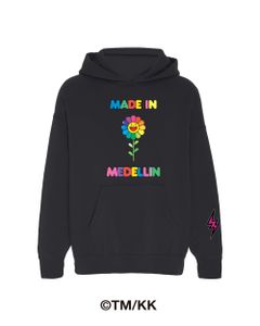 レインボーフラワープリント フーディー / Made in Medellin Hoodie / ブラック × マルチ