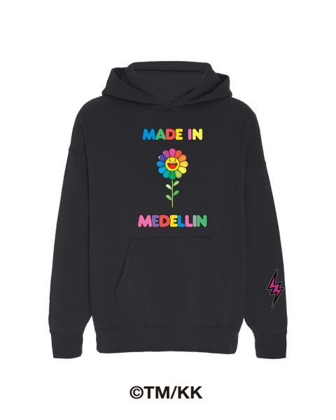 レインボーフラワープリント フーディー / Made in Medellin Hoodie / ブラック × マルチ