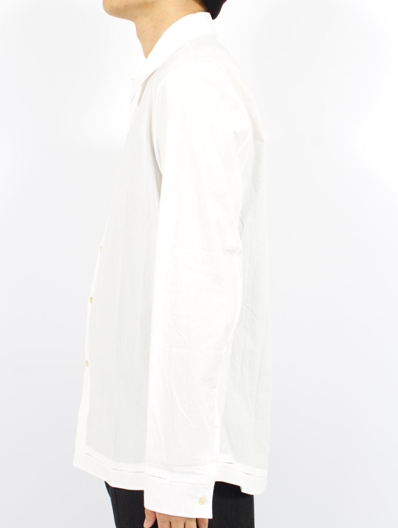 【25SS】ハンドステッチ ヘム ボンバー リラックス フィット シャツ / HAND-STITCHED HEM BORDER  RELAXED FIT SHIRT / ホワイト