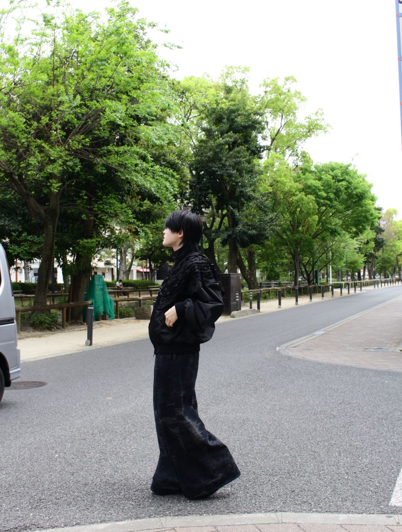 【25SS】シャーリング ドックイヤー ジャケット / SHIRRING DOG-EAR JACKET / ブラック