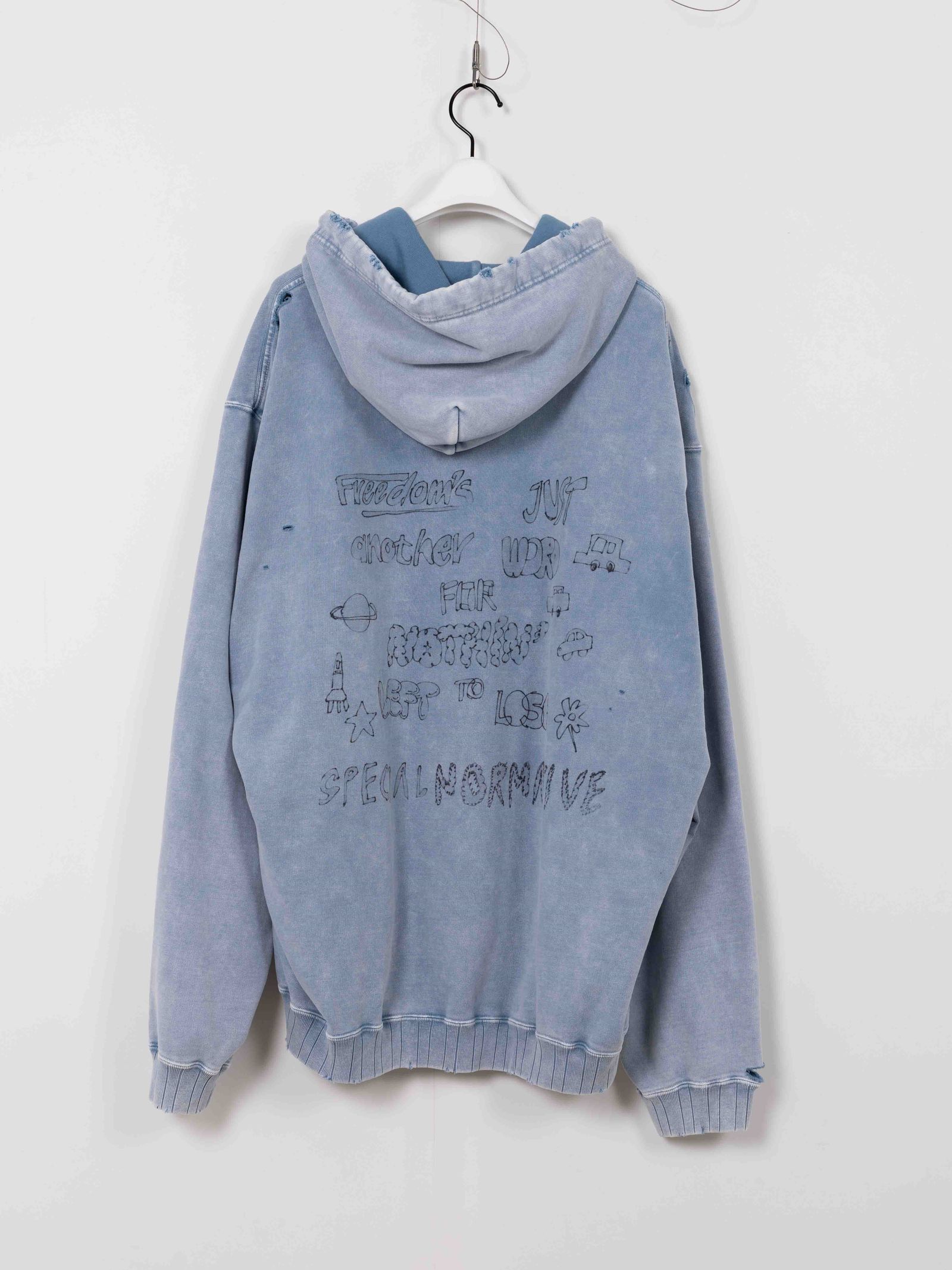 【25SS】ブリーチド フーディー / BLEACHED HOODIE / ブルー
