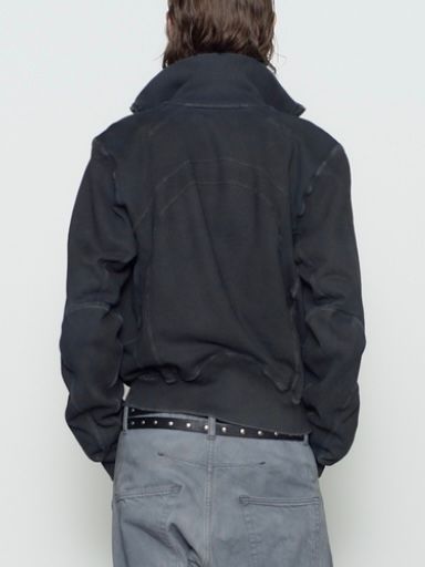 【26AW】パネルド ジップ アップ スウェット シャツ / PANELED ZIP UP SWEAT SHIRT / FADED BLACK(ブラック)