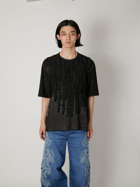 【25AW】ラッフル プリント ジャージー 半袖 Tシャツ / RUFFLE PRINT T-SHIRTS / ブラック