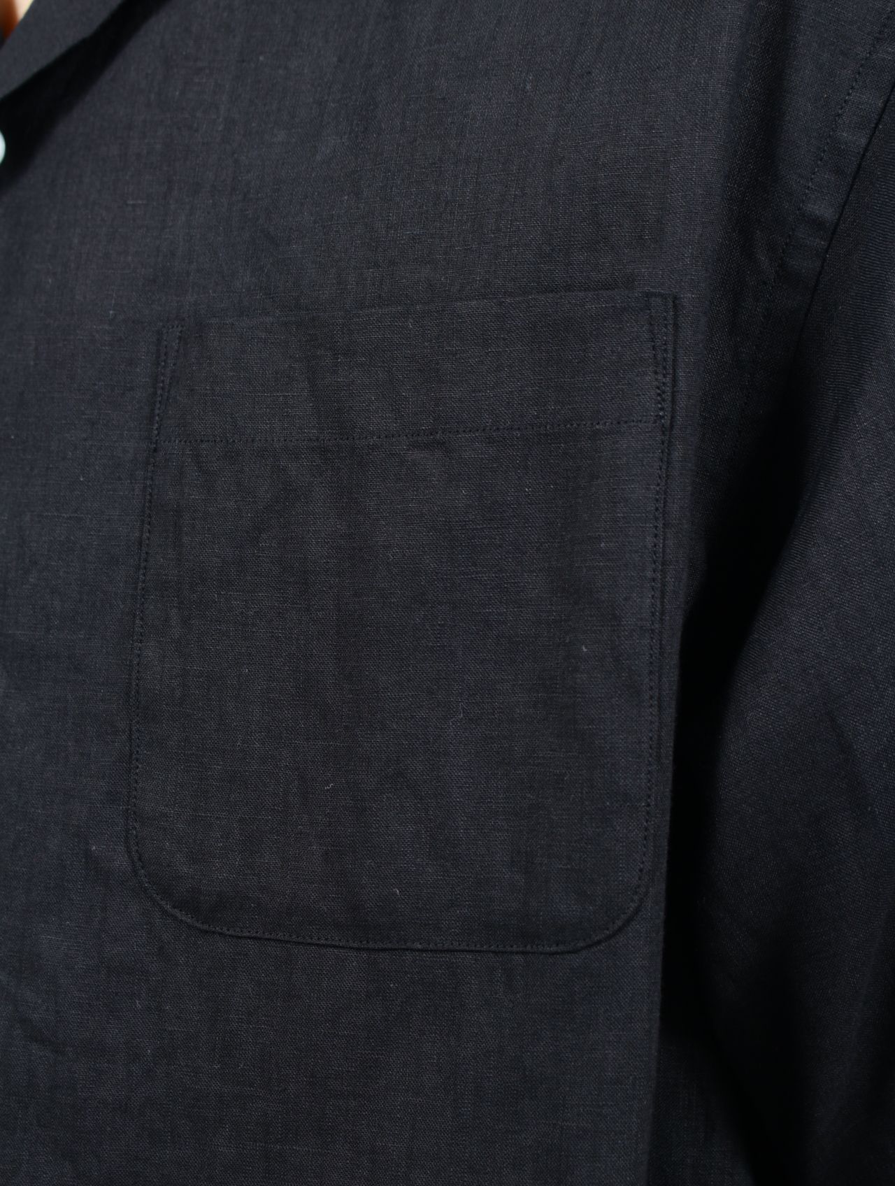 【25SS】サイド ベンツ オープンカラー リネン シャツ / SIDE VENTS OP COLLAR LINEN SHIRT / ブラック