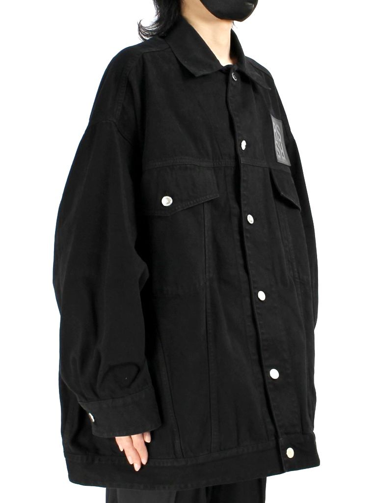 【22SS】オーバーサイズ バックプリント デニムジャケット / Oversized Solemn-X denim jacket / ブラック -  XS - ブラック