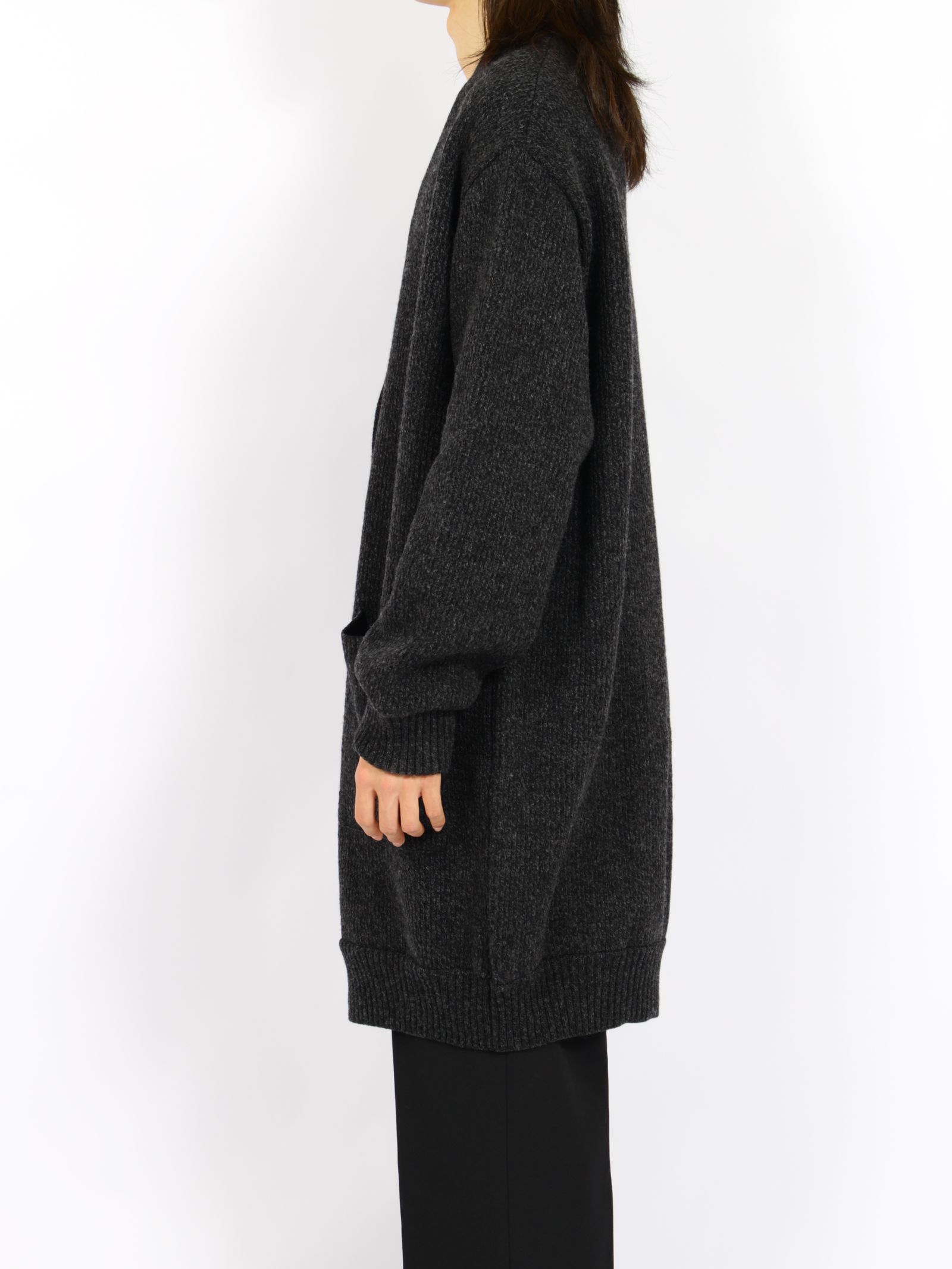 【26AW】ラムウール ヘビー ロング カーディガン / RAM WOOL HEAVY LONG CARDIGAN .16 / チャコール