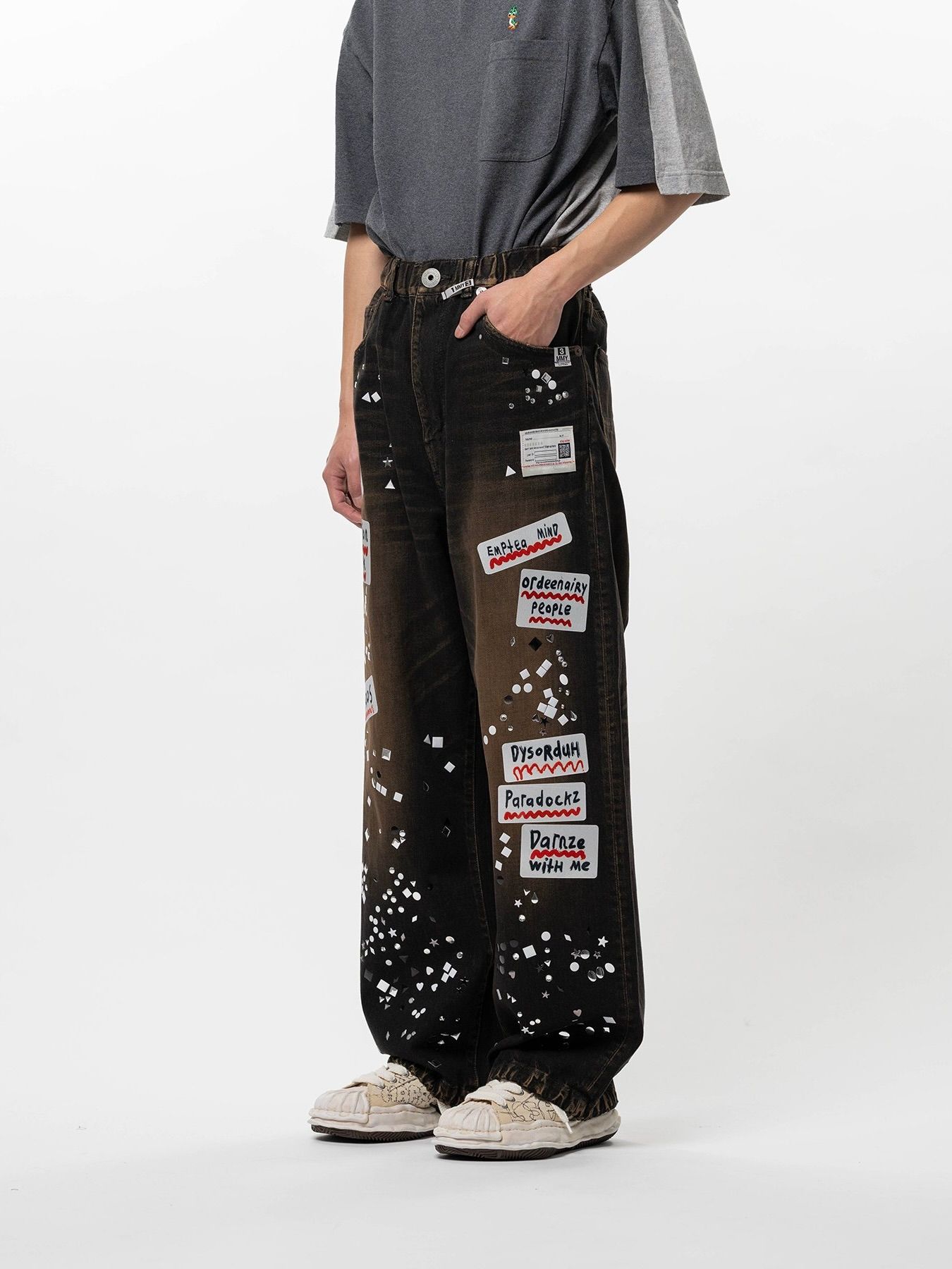 【26SS】ステッカー ジーンズ / JEANS W STICKER / ブラック