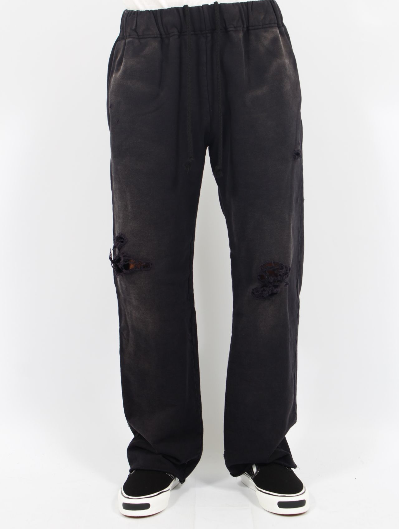 【25SS】ディストレスト スウェットパンツ / DISTRESSED SWEAT PANTS / ブラック
