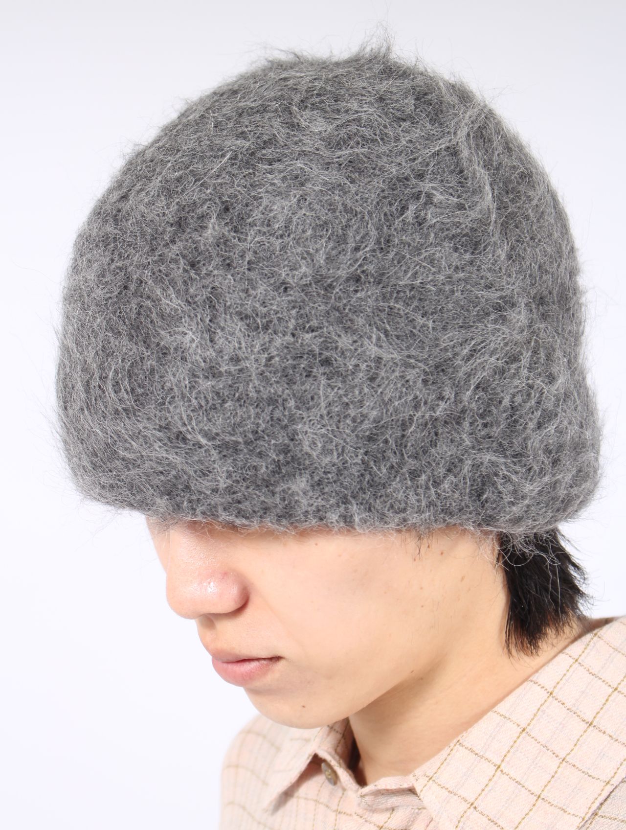 【25AW】 ファジー ビーニー 帽子 アルパカニット / FUZZY BEANIE / グレー