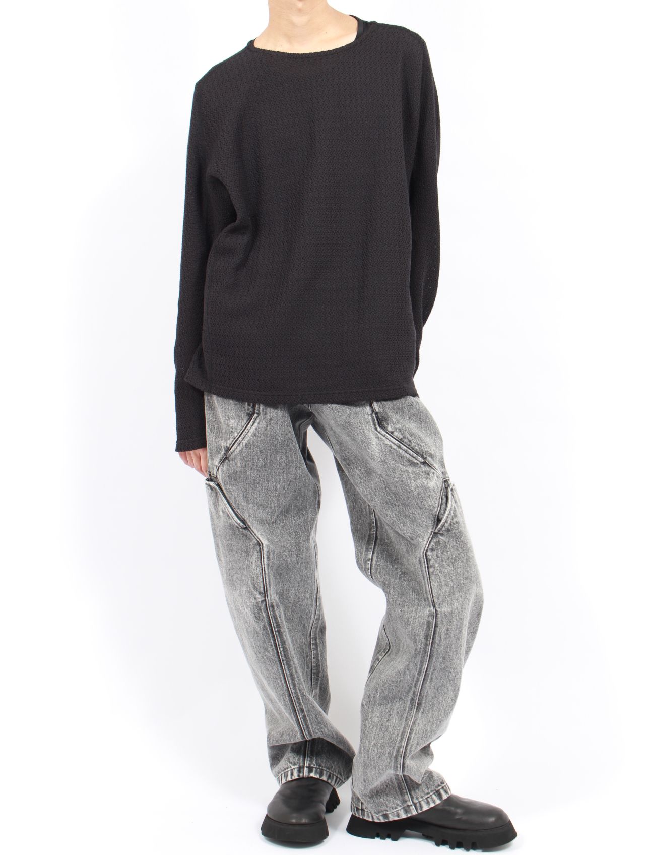 【25AW】ロングスリーブ Tシャツ 長袖 メッシュ カットソー / LONG SLEEVE T-SHIRTS / ブラック