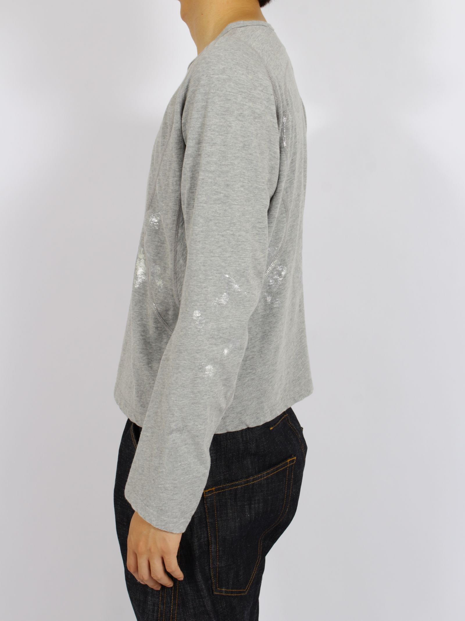 【26AW】フォイル プリント スプラッター ロング スリーブ Tシャツ 銀箔 長袖 カットソー / FOIL PAINT SPLATTER LONG SLEEVE T-SHIRT / HEATHER GRAY(グレー)