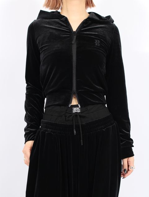 【25AW】マイクロ ブラ ベロア フーディー / MICRO BRA VELOUR HOODIE / ブラック
