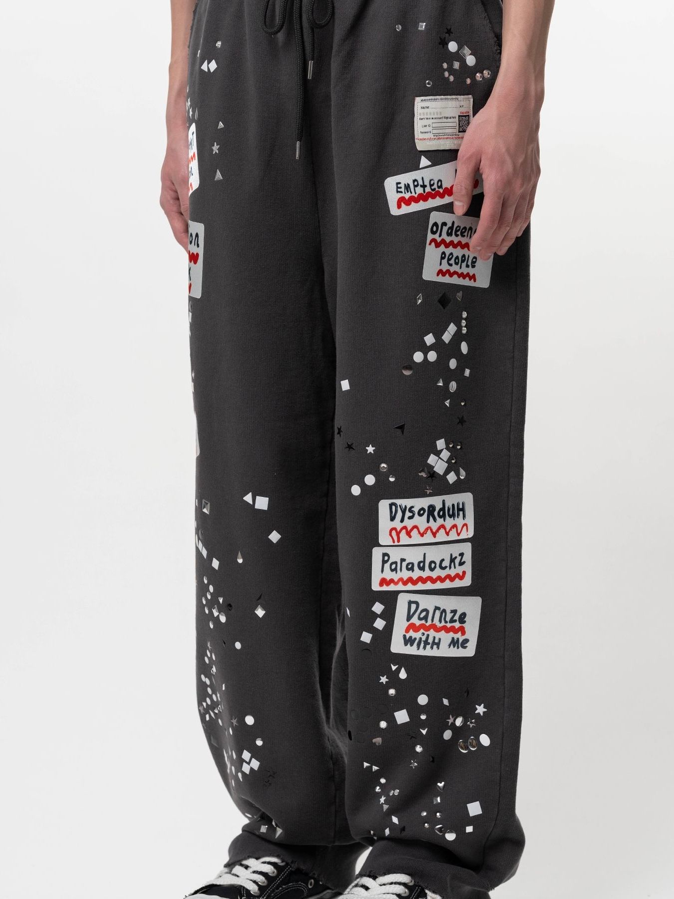 【26SS】エンブリッシュド ステッカー パンツ スウェット / EMBELLISHED STECKER PANTS / ブラック