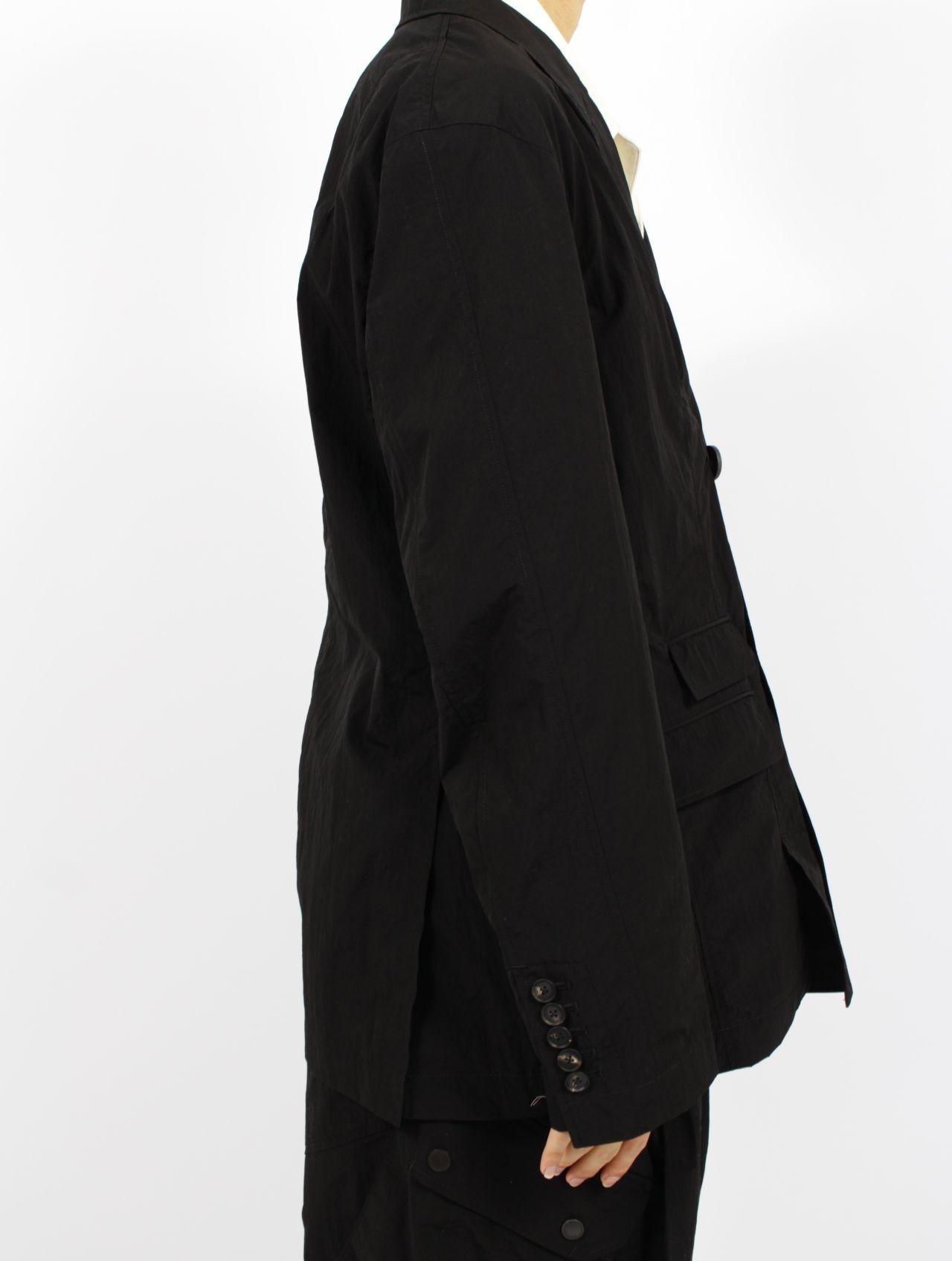 【25SS】ワッシャーナイロン ダブル ブレステッド ジャケット / WASHER NYLON DOUBLE BREASTED  JACKET.13 / ブラック