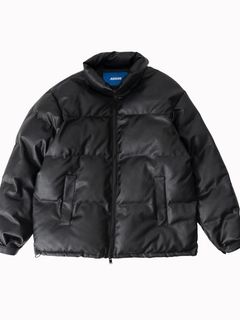 フェイクレザー ダウン ジャケット / PU FAKE LEATHER DOWN JACKET / ブラック