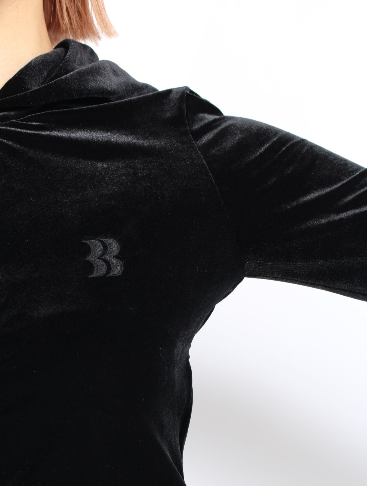 【25AW】マイクロ ブラ ベロア フーディー / MICRO BRA VELOUR HOODIE / ブラック