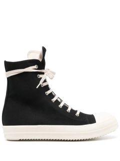 【25SS】コットン キャンバス サイドジップ ハイカット スニーカー / SNEAKS / ブラック × ホワイト