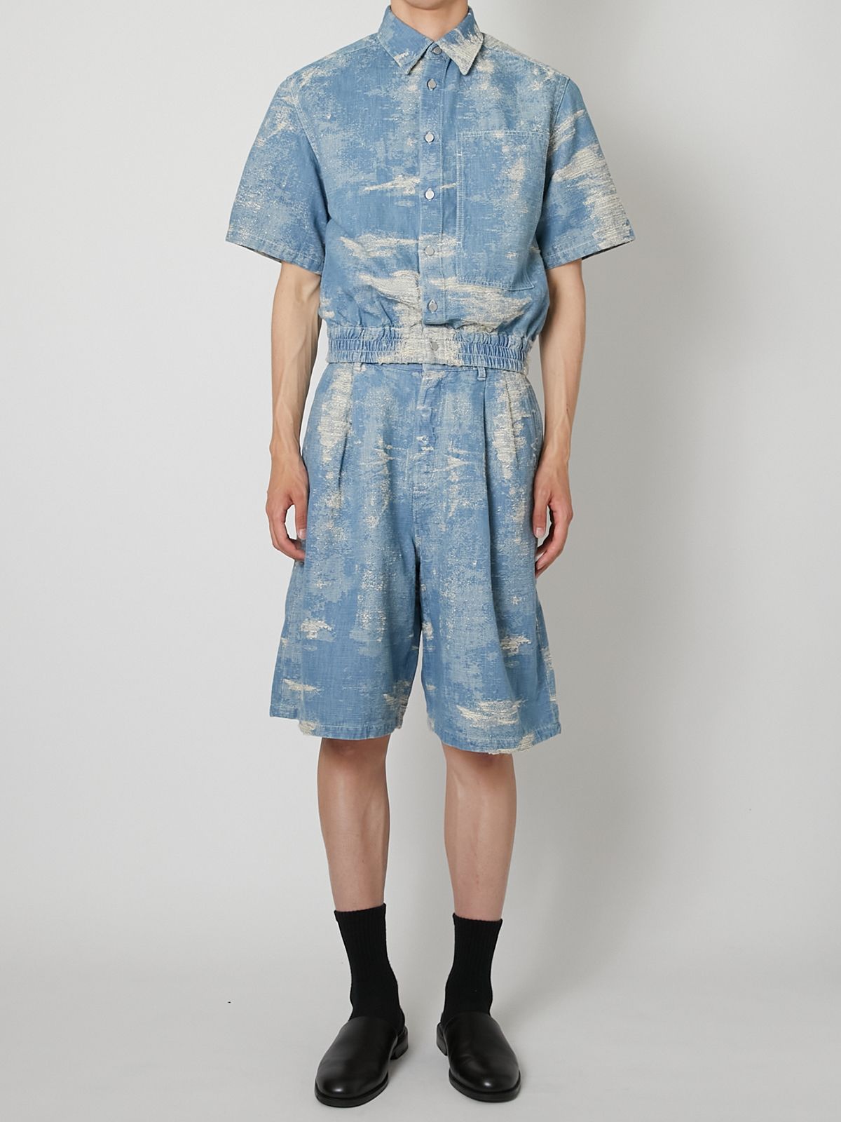 【27SS】デニム シャツ 半袖 Tシャツ / DENIM SHIRT / INDIGO BLEACH (インディゴ ブリーチ)