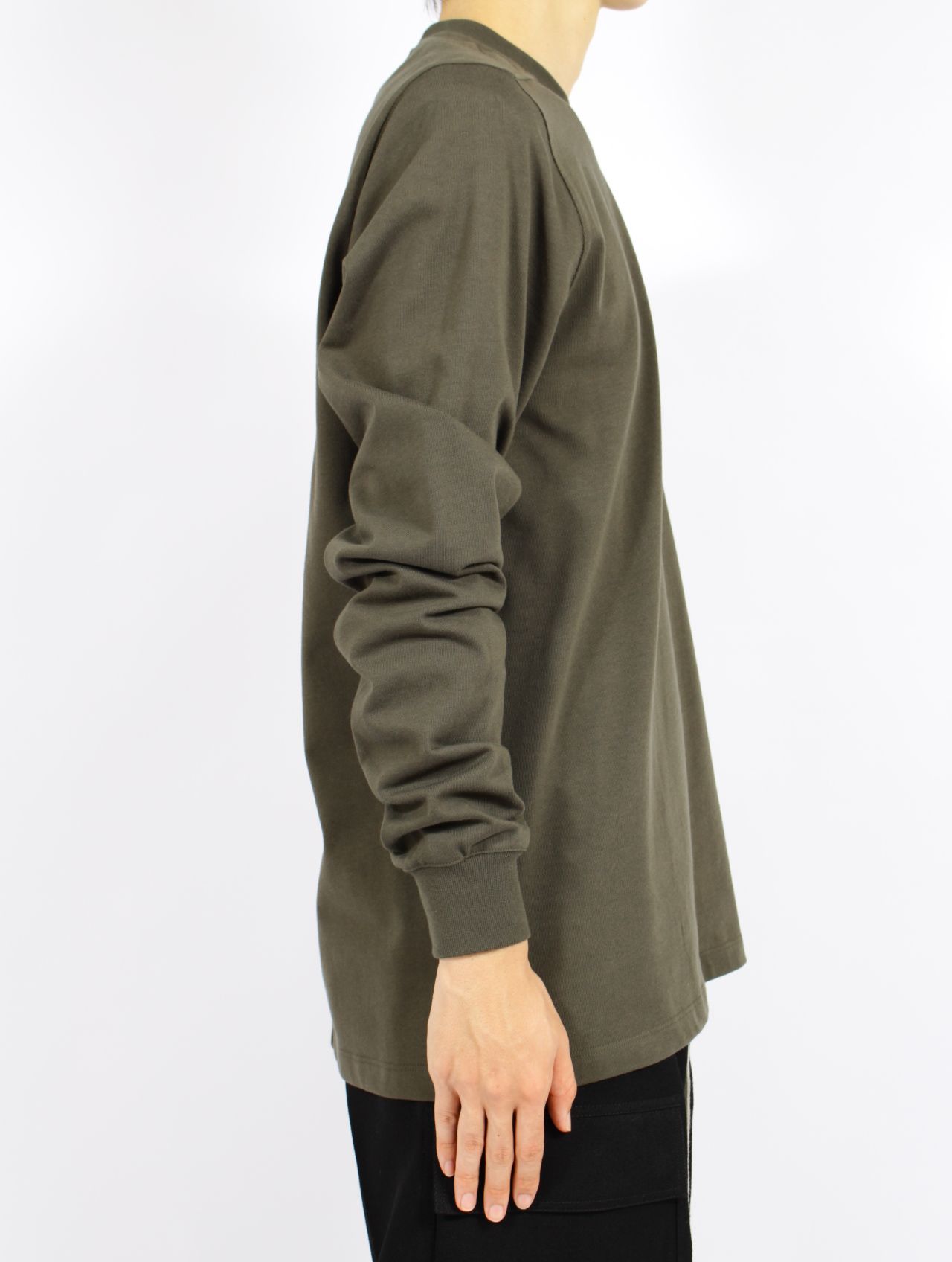 【25AW】リブ クルーネック 長袖スウェット シャツ / SHORT CREWNECK LS / ボスコ(カーキ)