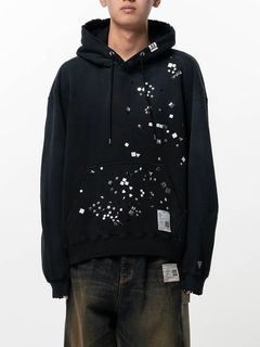 【26SS】ステッカーデザイン スウェット フーディー パーカー / EMBELLISHED HOODIE / ブラック