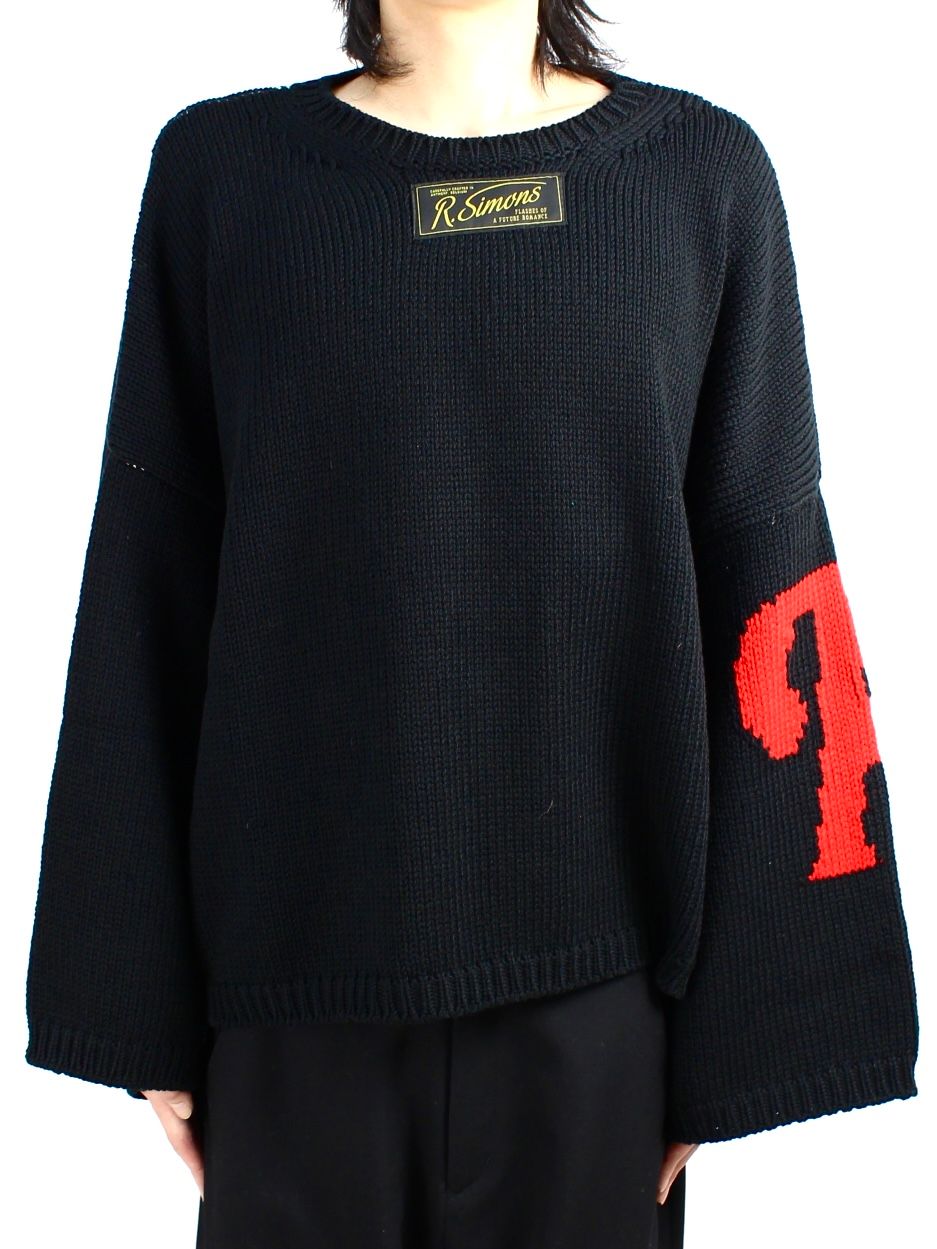 【22SS】オーバーサイズ ロゴ セーター / Oversized R sweater / ブラック - ブラック - 1(S)