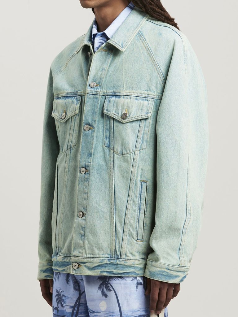 PALM ANGELS - 【24SS】オーバーダイ ロゴ ルーズデニムジャケット 