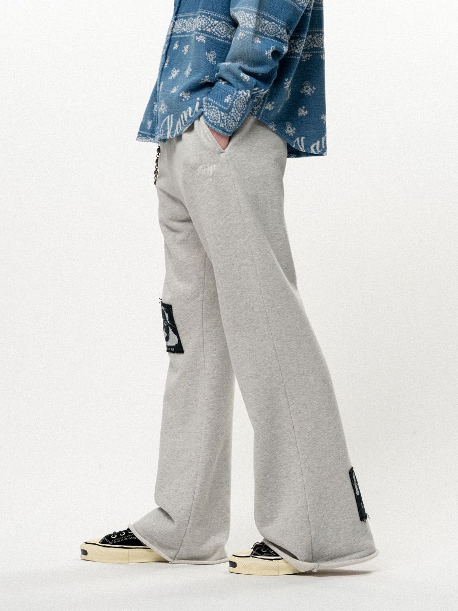 【26AW】 "ガールパッチ" ブーツカット スウェットパンツ フレア パンツ / "GIRL PATCH" BOOTCUT SWEAT PANTS / グレー