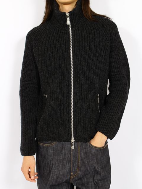 【26AW】ドライバーズ ジップ アップ セーター / DRIVERS ZIP UP SWEATER / BLACK MELANGE(ブラック)