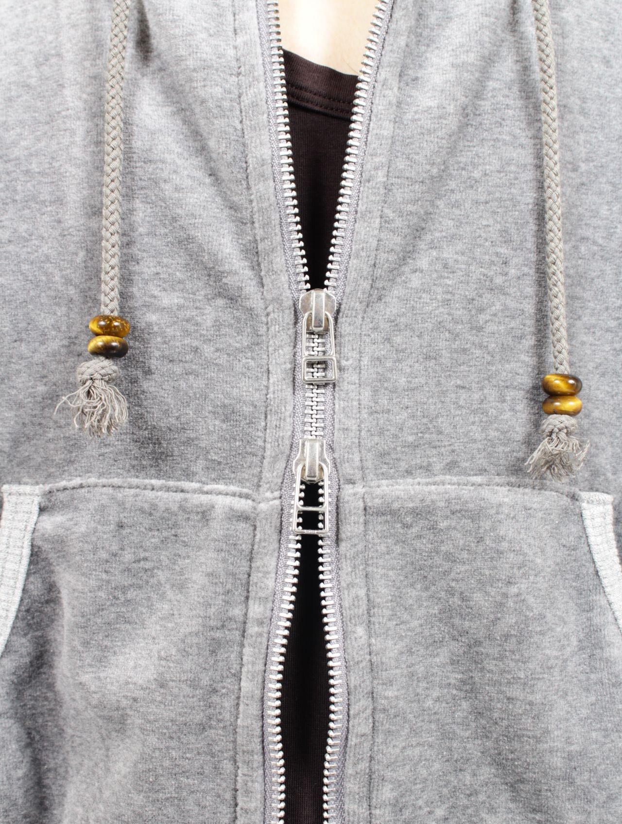 【25AW】 ベロア ジップアップ フーディー パーカー / VELOUR ZIP UP HOODIE / HEATHER GREY(ヘザーグレー)
