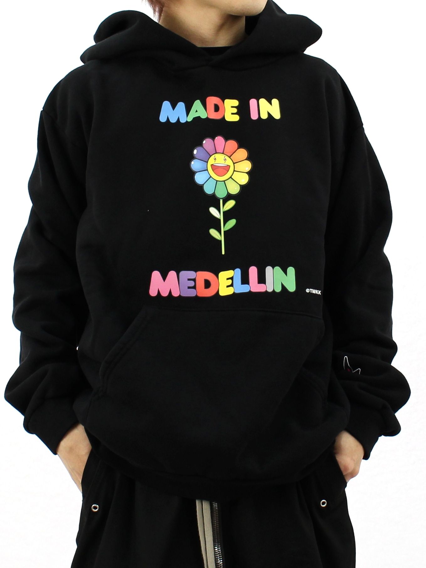 レインボーフラワープリント フーディー / Made in Medellin Hoodie / ブラック × マルチ - XS - ブラック