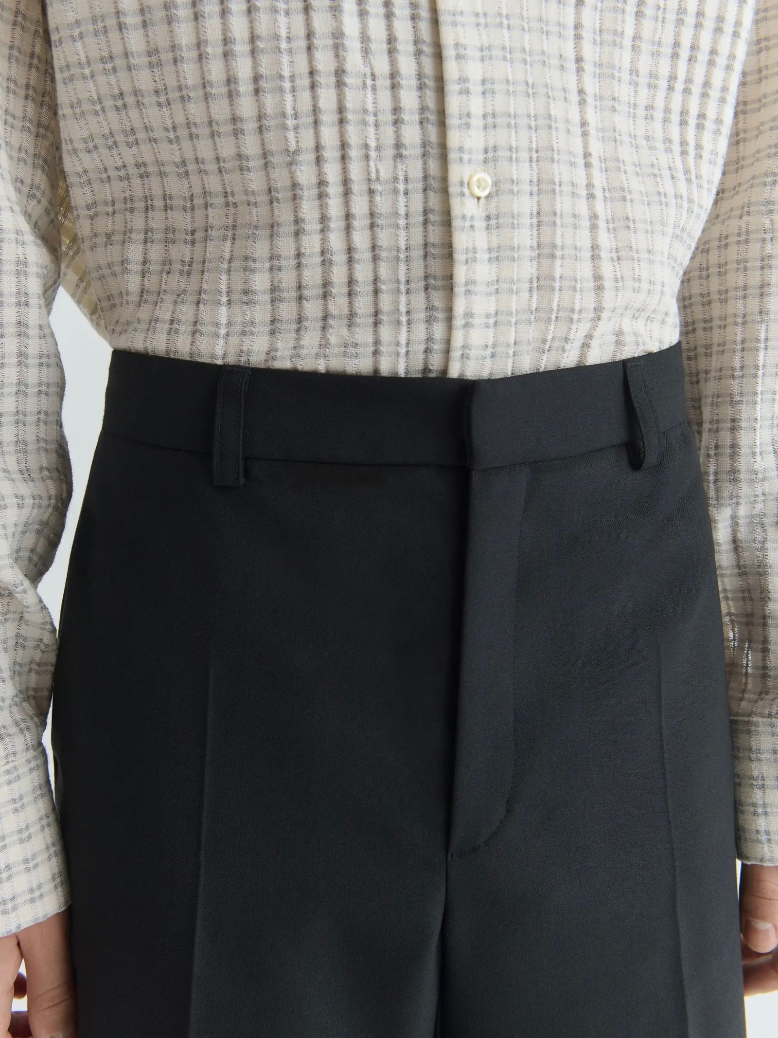 【26SS】ジョン トラウザー スラックス / JEON TROUSER / FINE BLACK WOOL(ブラック)