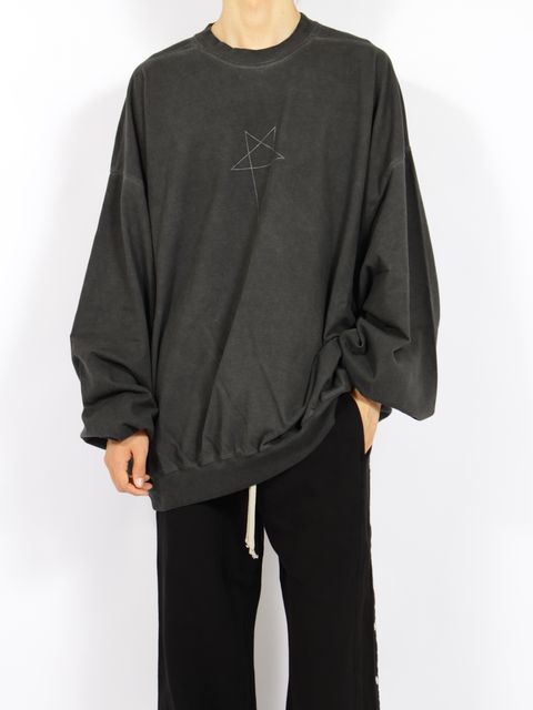 【26AW】ハン クルーネック 長袖 スウェット カットソー / HUN CREWNECK / フェードブラック / シルバー