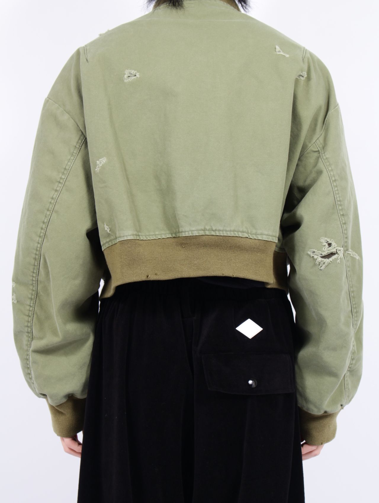 【25SS】コットン ディストレスド ショート フライト ジャケット / COTTON DISTRESSED SHORT FLIGHT JKT / オリーブ