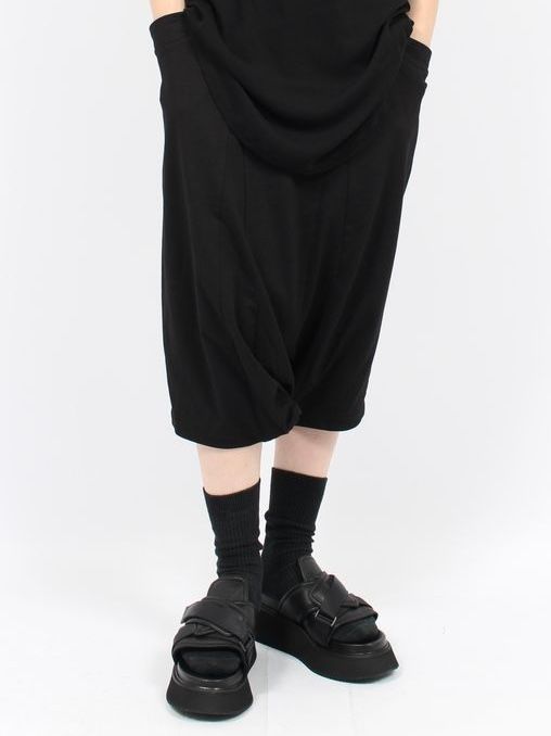 【24AW】ベルクロ レザー  ヒール サンダル / COATED GOAT SUEDE / ブラック