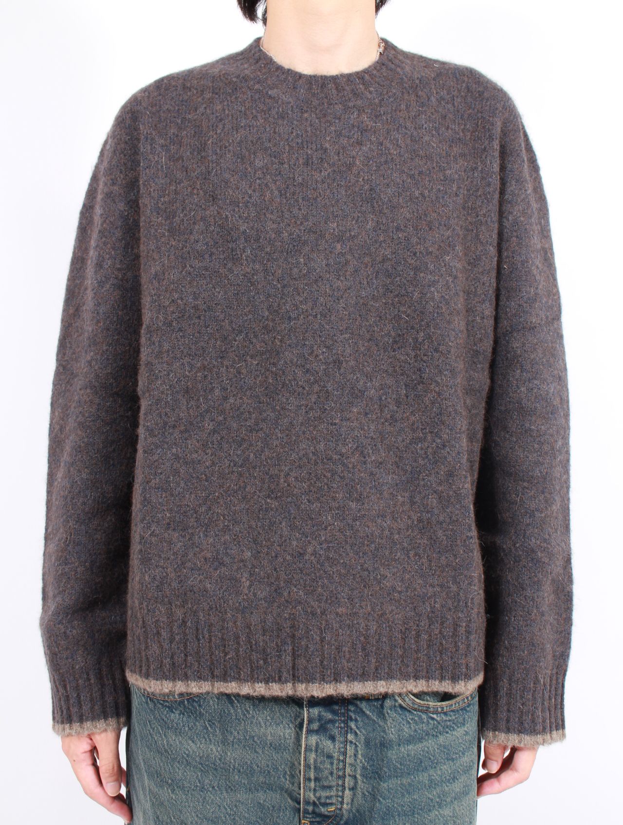 【25AW】ボックス シルエット ニット プルオーバー  / BOX SWEATER / BLUE BROWN(ブルーブラウン)