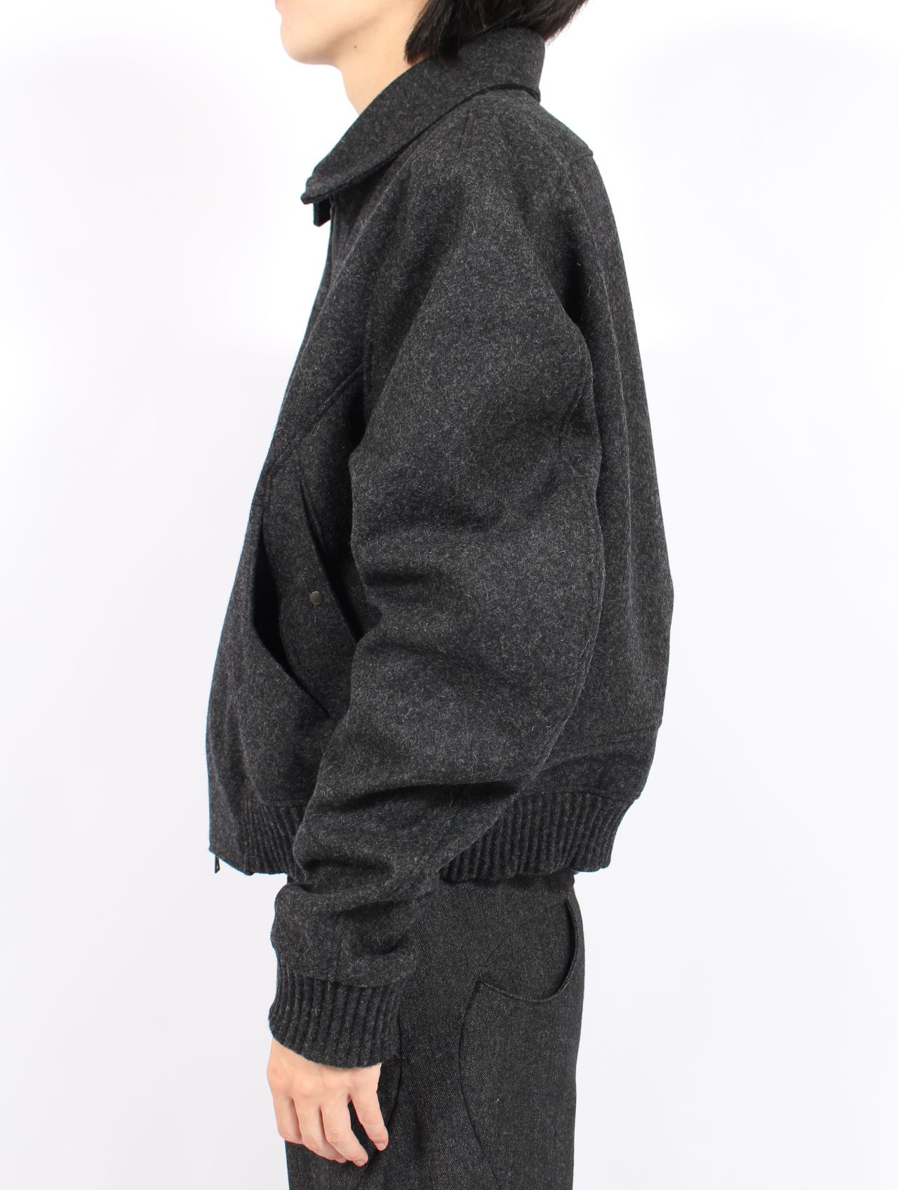 【25AW】メルトン ボンバー ジャケット / Melton Bomber Jacket / ブラック
