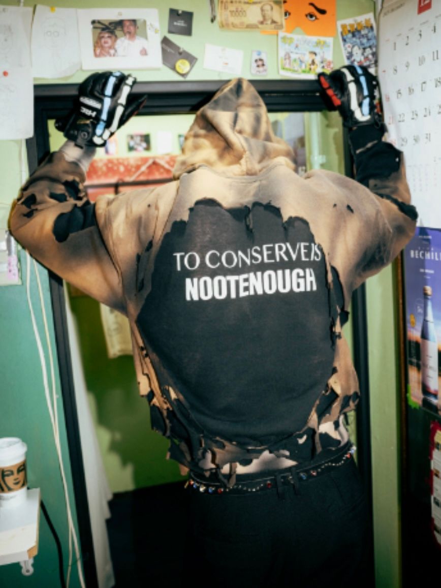 【26AW】ヒドゥン コンサバティブ フーディー ダメージ加工 2重 パーカー /  HIDDEN CONSERVATIVE HOODIE / ブラック