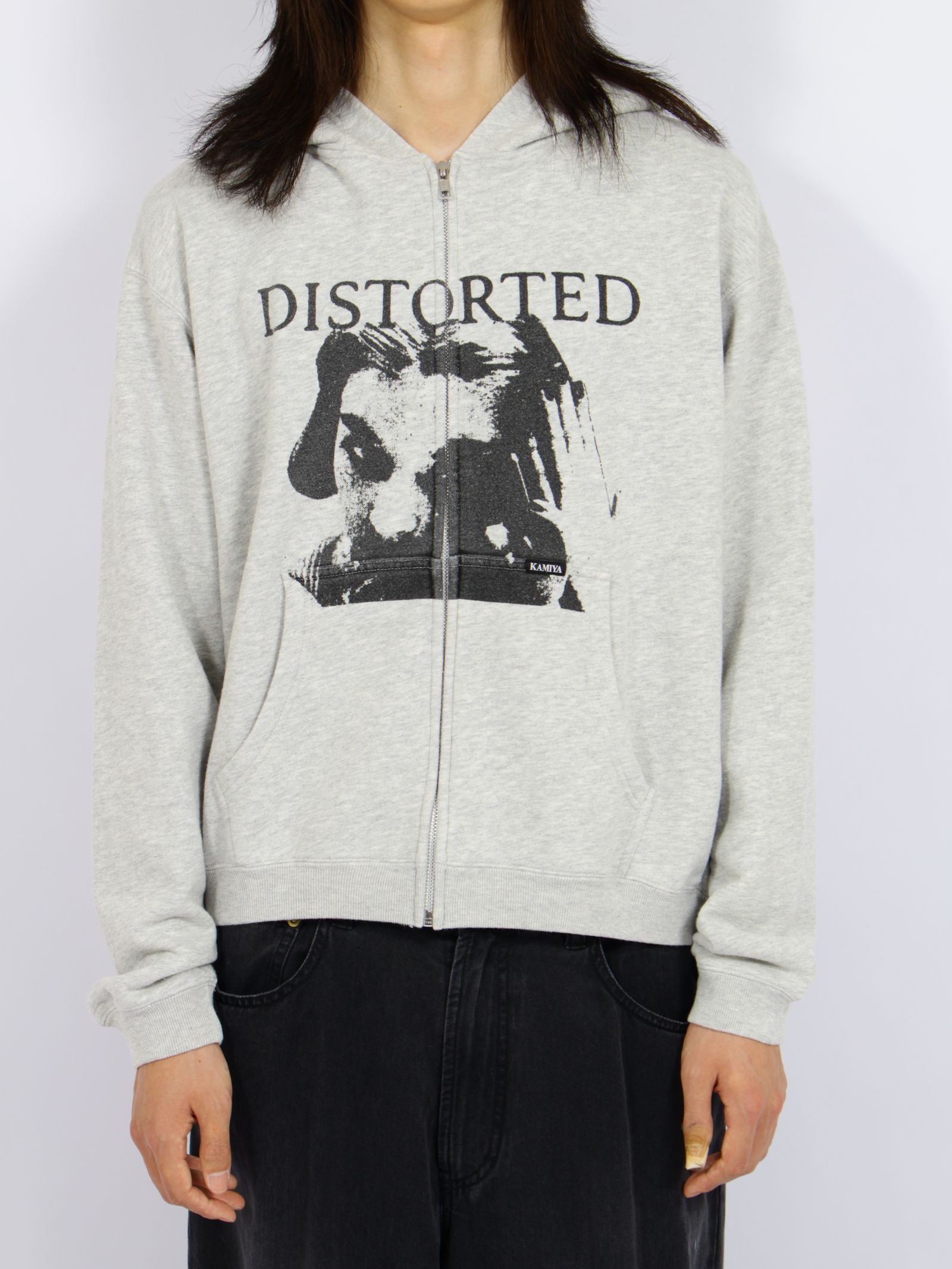 【26AW】ディストーテッド・ガール・ジップアップ・フーディ / "DISTORTED Girl" Zip-up Hoodie / グレー