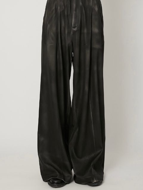 【26SS】レザーライク トラック パンツ / TRACK WIDE PANTS / ブラック
