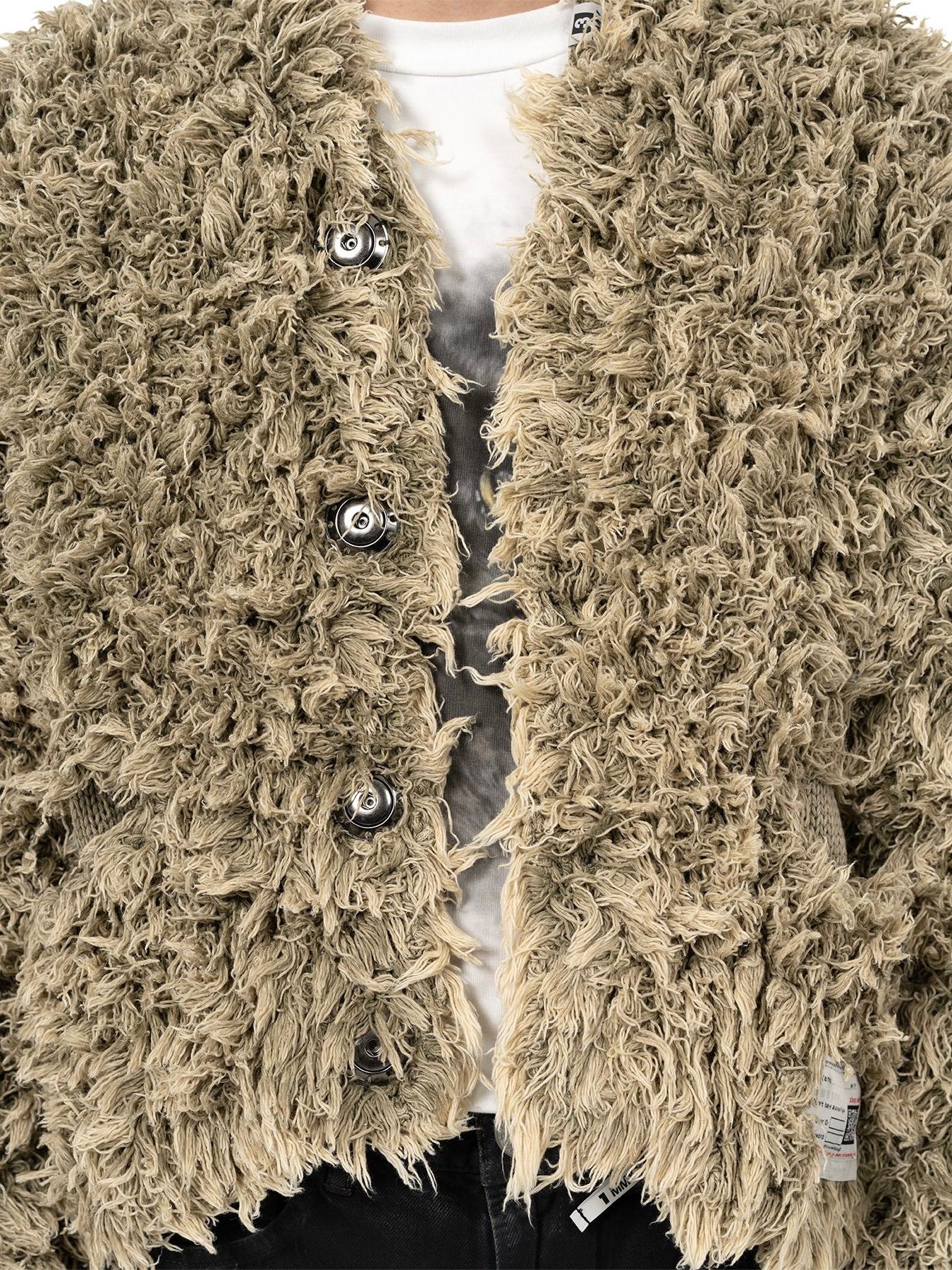 【25AW】ブリーチ シャギー ニット カーディガン / BLEACHED SHAGGY KNIT CD / カーキ