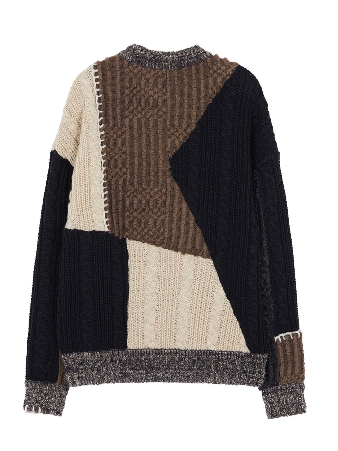 【21AW】ドッキングマルチカラー セーター / DAPHNE CREW-NECK SWEATER / ブラック / ブラウン