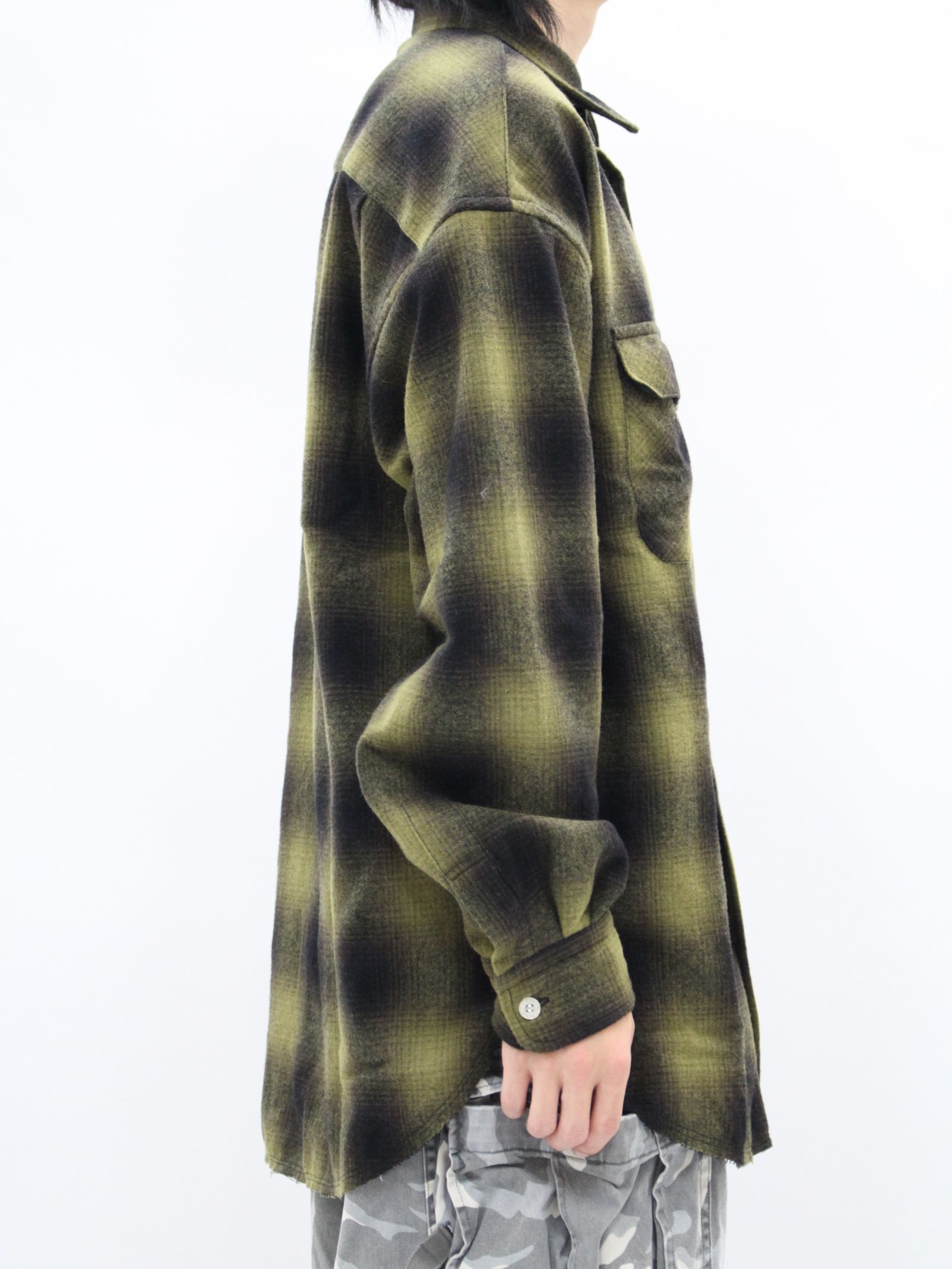 【24AW】ウール チェックシャツ / WOOL CHECK SHIRT / イエロー