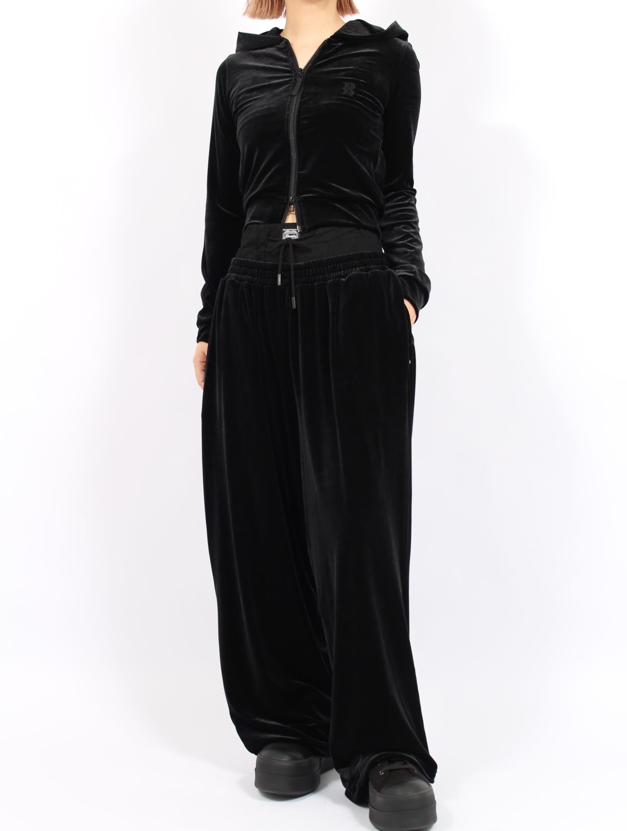 【25AW】レイヤード ベルベット トラウザーズ / LAYERED VELVET TROUSER / ブラック