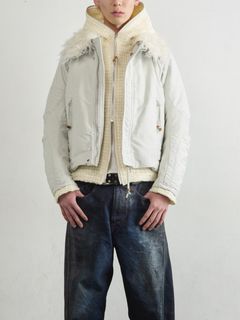 【25AW】 パデッド シェーリング カラー バイカー ジャケット / PADDED SHEARING COLLAR BIKER JACKET / WHITE(ホワイト)