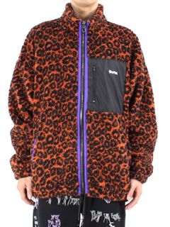 【21AW】レオパード柄 フリースジャケット / JUMPSUIT SHORT JACKET / オレンジ × ブラック