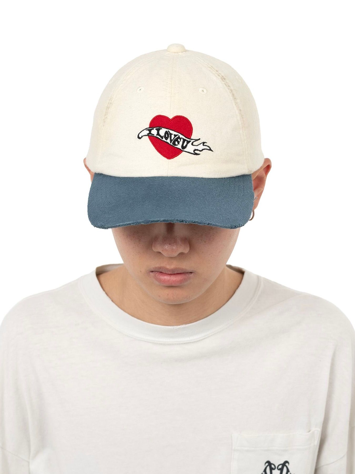 【25AW】CA4LA コラボレーション "I LOVE U" ディストレスド キャップ / CA4LA × KAMIYA "I LOVE U" DISTRESSED CAP / ブルー