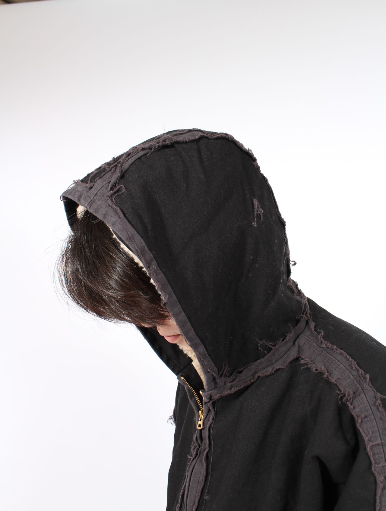 【25AW】ブラックミーンズ コラボレーション デコンストラクテッド ジップ パーカー / BLACKMEANS × KAMIYA DECONSTRUCTED ZIP PARKA / ブラック