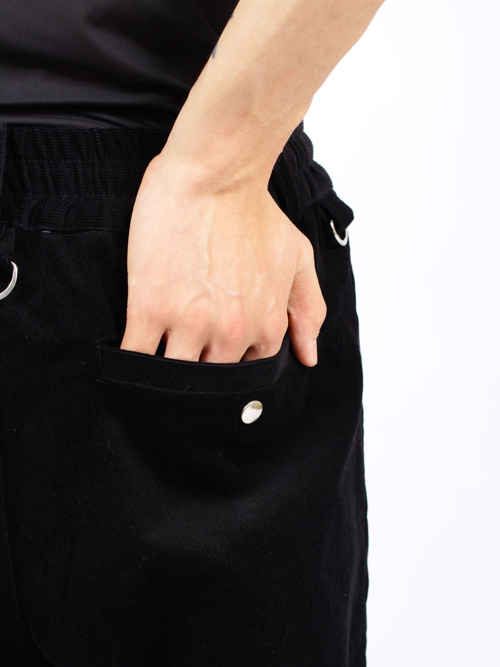 【26AW】コットン コーデュロイ ボンデージ イージー トラウザーズ パンツ / COTTON CORDUROY BONDAGE EASY TROUSERS / ブラック