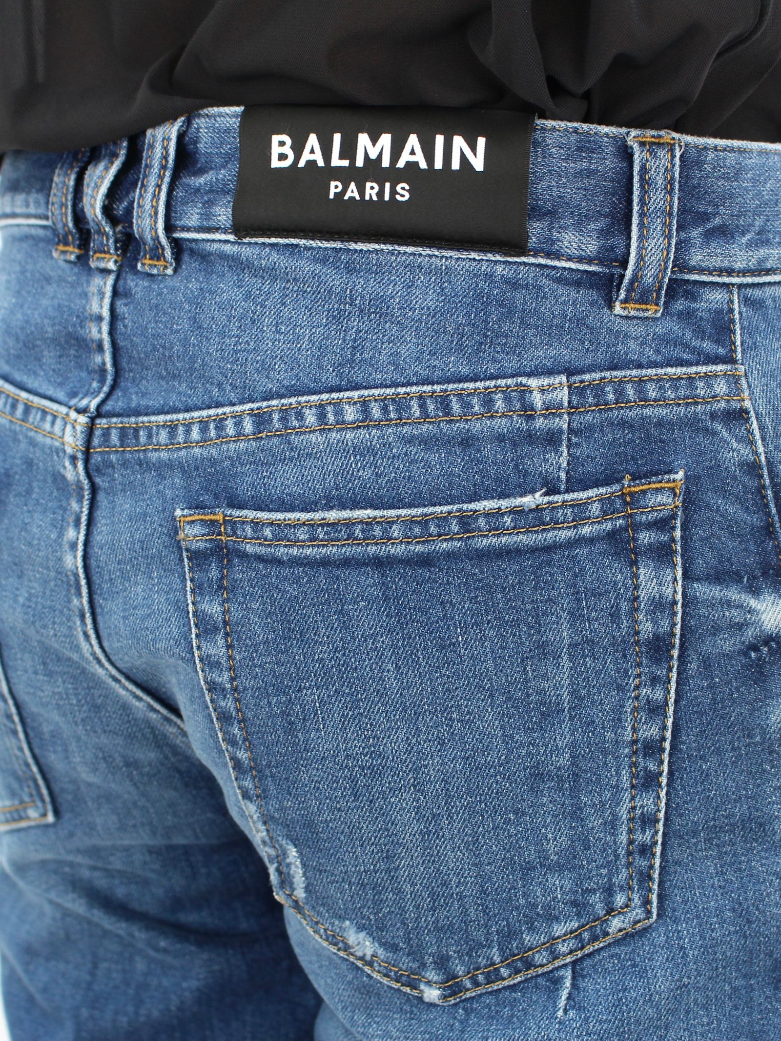 BALMAIN - ヴィンテージ ZIPバイカー デニムパンツ / BH2 PANTS DENIM